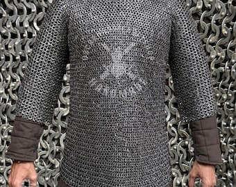 Titanium Chainmail Half Sleeves Shirt, 9MM Flat Ring Riveted Every Ring, Halloween costume