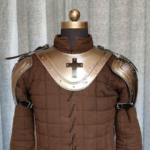 Knight Pauldrons Shoulder Arms with Gorget 18 Gauge Steel For Renfaire Costume & Reenactment Black Friday Sale