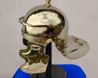 Brass Roman IMPERIAL Gallic Helmet: 18 Gauge with Leather Liner