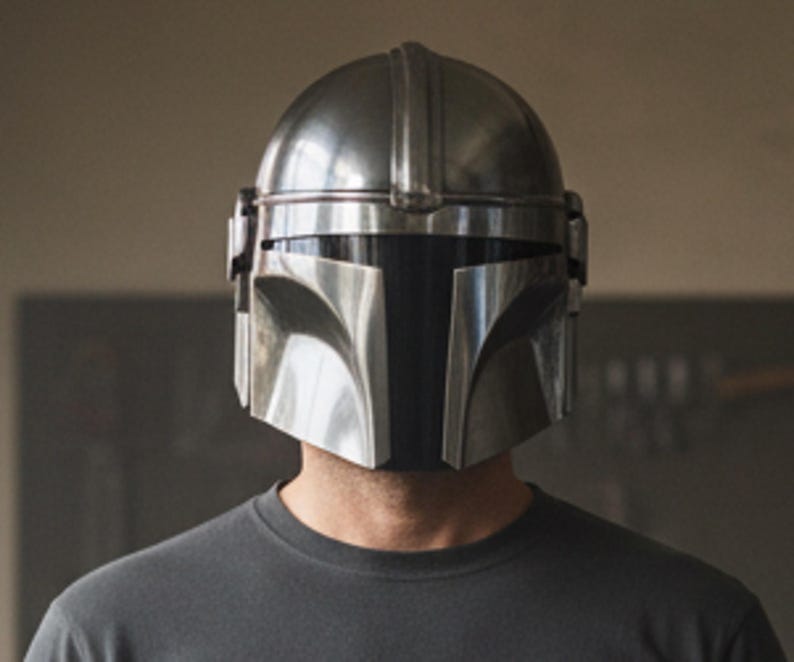 Mandalorian Helmet: 18 Gauge Steel Medieval Costume Helmet With Liner and Chin Strap