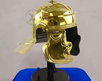 Roman Imperial Gallic G Helmet: 18 Gauge Brass with Leather Liner for events