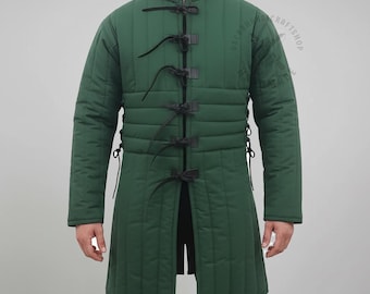 Medieval Padded Gambeson: Green Color for Viking & Ren faire Costume