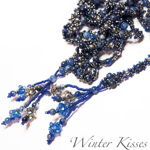 PDF beading tutorial pattern - Winter Kisses lariat necklace