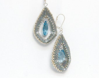 Creole Style beaded earrings - Swarovski crystals - tutorial - pattern - PDF download