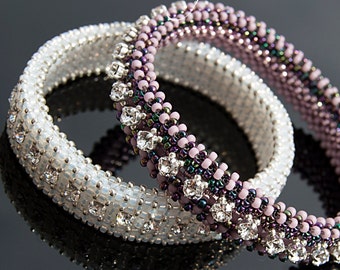 Beading pattern tutorial - CRAW bangle - PDF download - 'Celeste' bangle