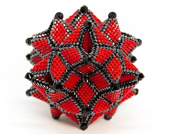 Beading Pattern - Tutorial -  Ornament - Morning Star - peyote stitch - geometric - sphere - PDF download - Christmas