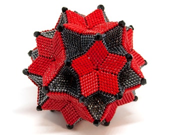 Beading Pattern - Tutorial -  Ornament - Stargazer - peyote stitch - geometric - sphere - PDF download - Christmas