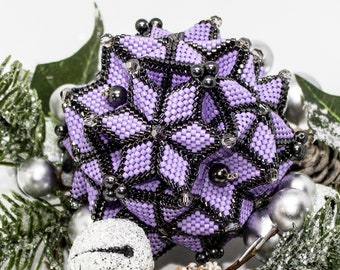 Beading Pattern - Tutorial -  Ornament - Galaxy - peyote stitch - geometric - sphere - PDF download - Christmas - Beaded Object - 3D - ball