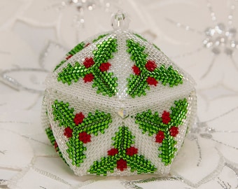 Beading Pattern - Tutorial -  Ornament - The Holly Trinket Box - Gift Box - Tea Light Holder - Christmas - PDF download