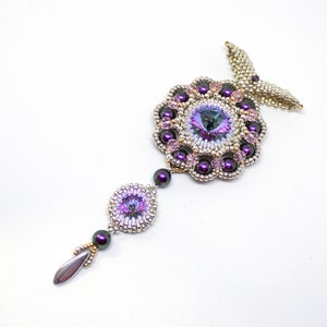Beading Pattern - Tutorial - Rivoli Bezel - Pendant - Cosmic Pendant - PDF - Crystal - Pearl