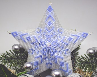 Beading Pattern - Tutorial -  Ornament - The Glass Snowflake - Star - Christmas - PDF download