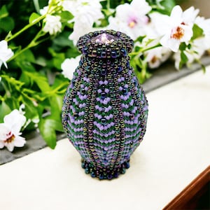 Beading Pattern - Tutorial -  Ornament - Ginger Jar - Spice Pot - Vessel - Peyote - PDF download