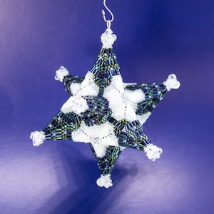 Beading Pattern - Bugle Star - Starlight - Christmas - tutorial - PDF download - Peyote - 3D Geometric Star