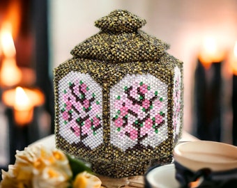 Beading Pattern - Tutorial -  Ornament - The Blossom Jar - Trinket Box & Tea Light Holder - PDF download