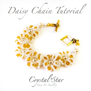 Patrón tutorial de abalorios en PDF: Pulsera Daisy Chain