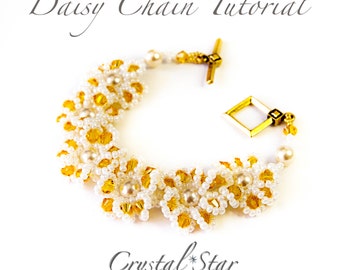 PDF beading tutorial pattern - Daisy Chain bracelet