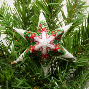Beading Pattern - Tutorial -  Ornament - The Glass Christmas Wreath - Star - Christmas - PDF download