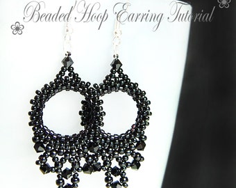 PDF beading tutorial pattern - Hoop earrings