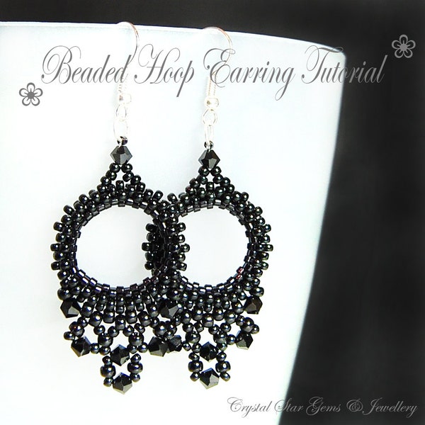 PDF beading tutorial pattern - Hoop earrings