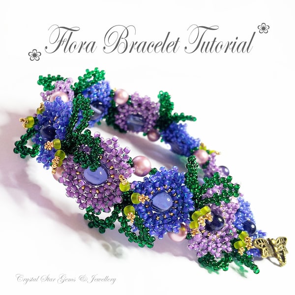 PDF beading tutorial pattern - Flora bracelet