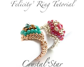 PDF beading tutorial pattern - Felicity ring - jewellery - jewellery