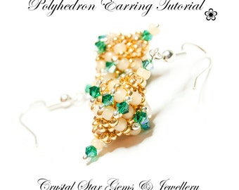 PDF beading tutorial pattern - Polyhedron earrings - CRAW - diamond