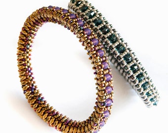 Beading pattern - easy - bangle using superduo and cubic right angle weave (CRAW) - 'Corono'