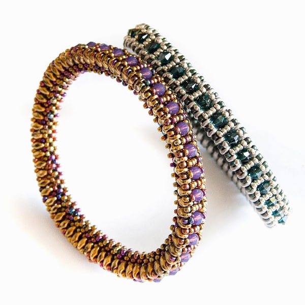 Beading pattern - easy - bangle using superduo and cubic right angle weave (CRAW) - 'Corono'