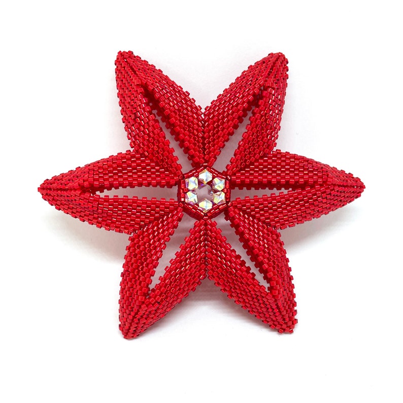 Beading Pattern Ribbon Star Ornament Christmas Tree Ornament Peyote Tutorial image 4