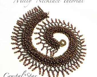 Beading tutorial pattern necklace PDF - seed bead - miyuki drops - CRAW - Milly necklace