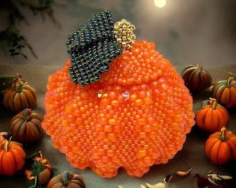 Beading Pattern - Jack O Lantern - Halloween Ornament - Trinket Box - Peyote - Tutorial