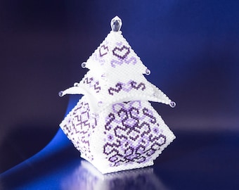 Beading Pattern - Tutorial -  Ornament - The Ribbon Trinket Box - PDF download - Crystal Star Gems - Tracey Lorraine