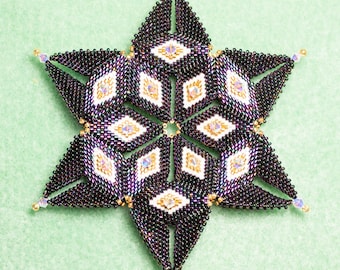 Beading Pattern - Tutorial -  Ornament - The Olympia Star - Geometric - PDF download - Christmas - Peyote
