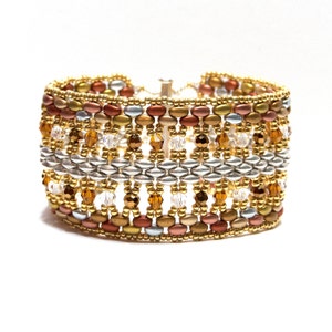 PDF bracelet beading tutorial pattern - Harmony cuff bracelet with super duos