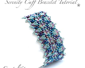 PDF beading tutorial pattern - Serenity Cuff bracelet