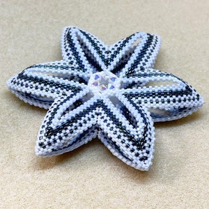 Beading Pattern Ribbon Star Ornament Christmas Tree Ornament Peyote Tutorial image 3