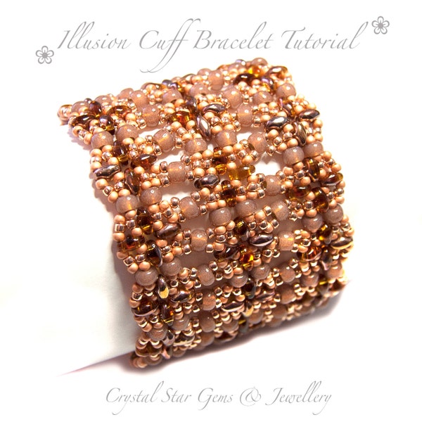 PDF beading tutorial pattern - Illusion cuff bracelet