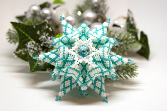 Beading Pattern - Tutorial -  Ornament - The Ada Star - Geometric - PDF download - Peyote - Christmas