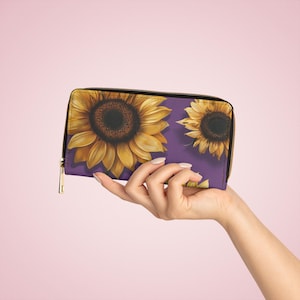 Sunflower Zipper Wallet, Floral Wallet for Women, Cute Coin Purse, Summer Accessory, Gift for Her, Stylish Wallet