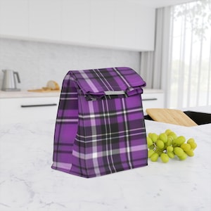 Stylish Plaid Polyester Lunch Bag | Insulated Tote, School Lunch, Picnic Essential, Trendy Gift, Eco-friendly Container