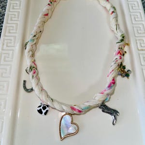 Braided Bandana Necklace with Charms