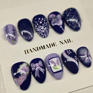 Lavendel Traum Presse auf Nägel, lila verträumte Nägel für jeden Anlass. Kommt mit Applikationskit.