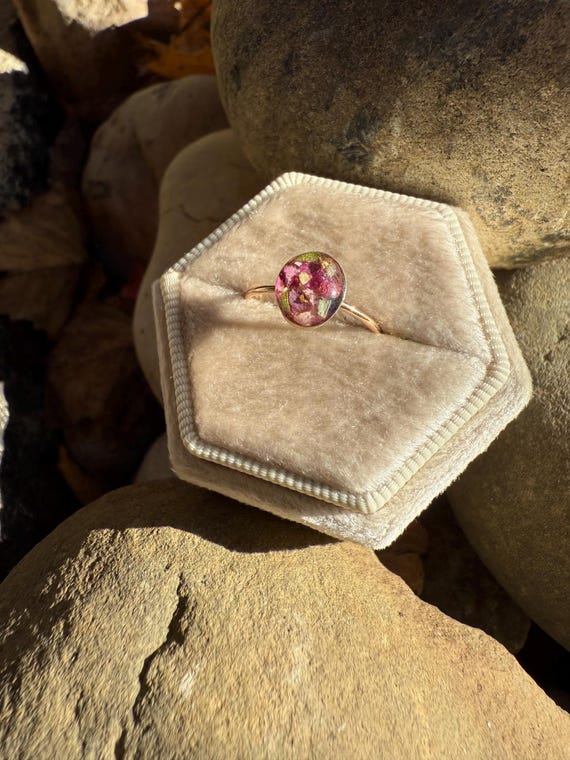 Ring: 14k Gold-filled ring with your flowers preserved