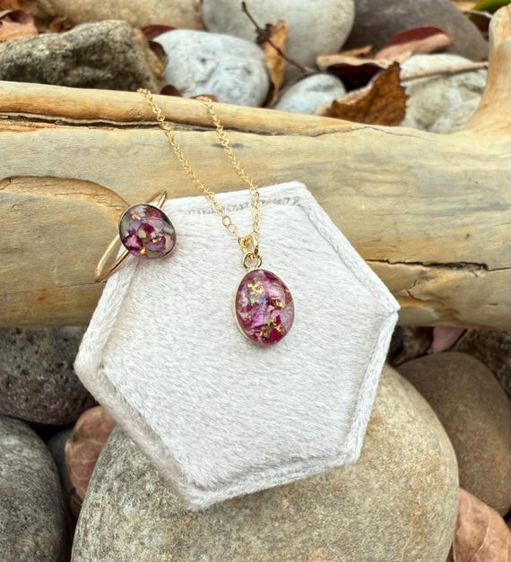 Custom Jewelry Set:  14k Gold-Filled Oval Pendant and Ring