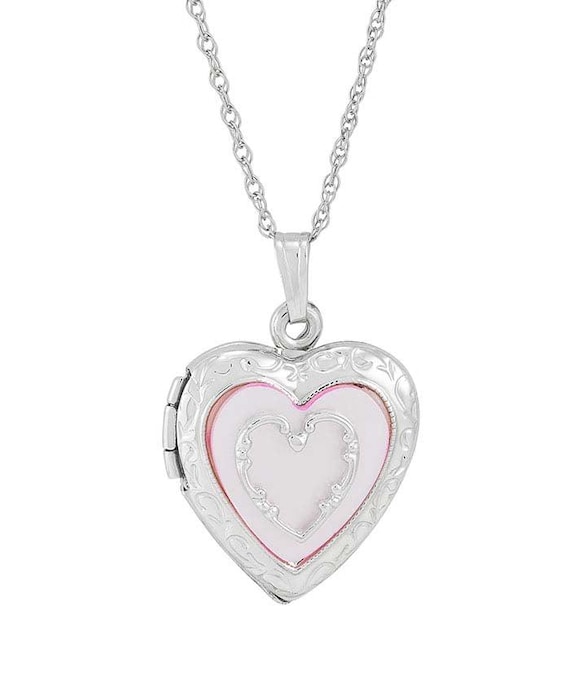Custom Bridal Heart Locket: Mother-of-Pearl Floral Pendant, Sterling Silver Jewelry
