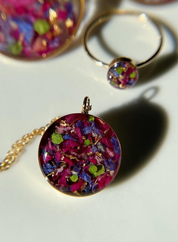 Custom Floral Keepsake Pendant: .925 Sterling Silver or 14k Gold-Filled