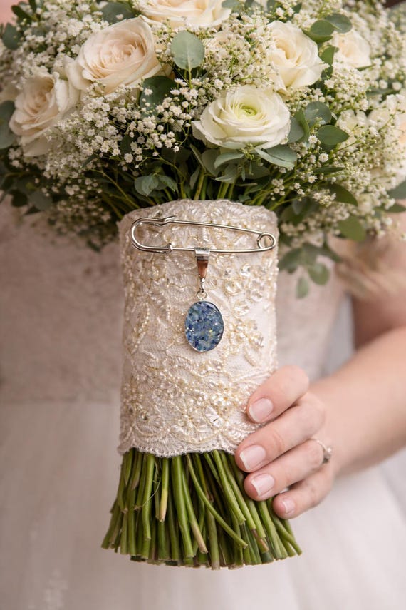 Custom Bouquet Charm to Pendant : Bridal Bouquet Keepsake Jewelry, Something Blue