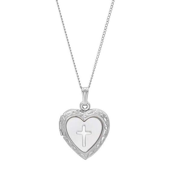 Custom Bridal Locket: Mother-of-Pearl Cross Pendant, Sterling Silver Jewelry, Floral Necklace
