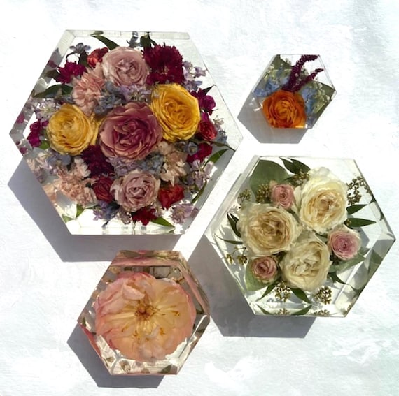 Wedding Bouquet Preservation, Hexagon Resin Keepsake: Floral Preservation (DEPOSIT ONLY)
