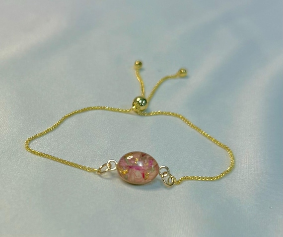 Custom 14K Yellow Gold Bracelet, Bridal Flowers